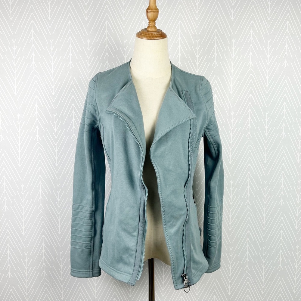 ATHLETA MOTO JACKET, Full Zip in Minimalistic Gray. - Picture 1 of 10